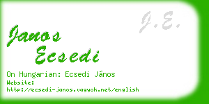janos ecsedi business card